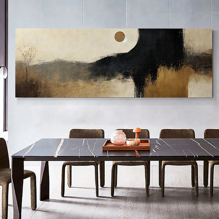 Moonlit Distant Hills-Minimalist Abstract Landscape Oil Painting for Modern Decor