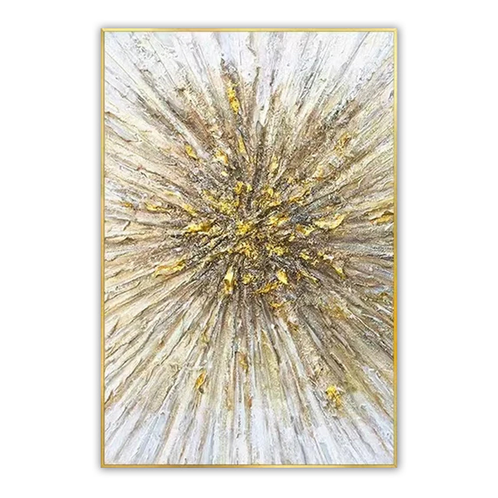 Golden Burst-Vertical Abstract Textured Canvas Painting for Modern Interiors
