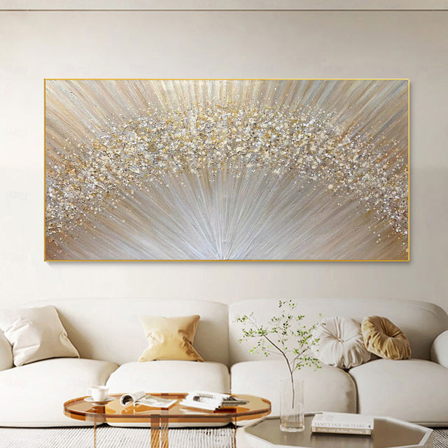 Golden Radiance – Luxury Gold Textured Abstract Canvas Wall Art (Horizontal)