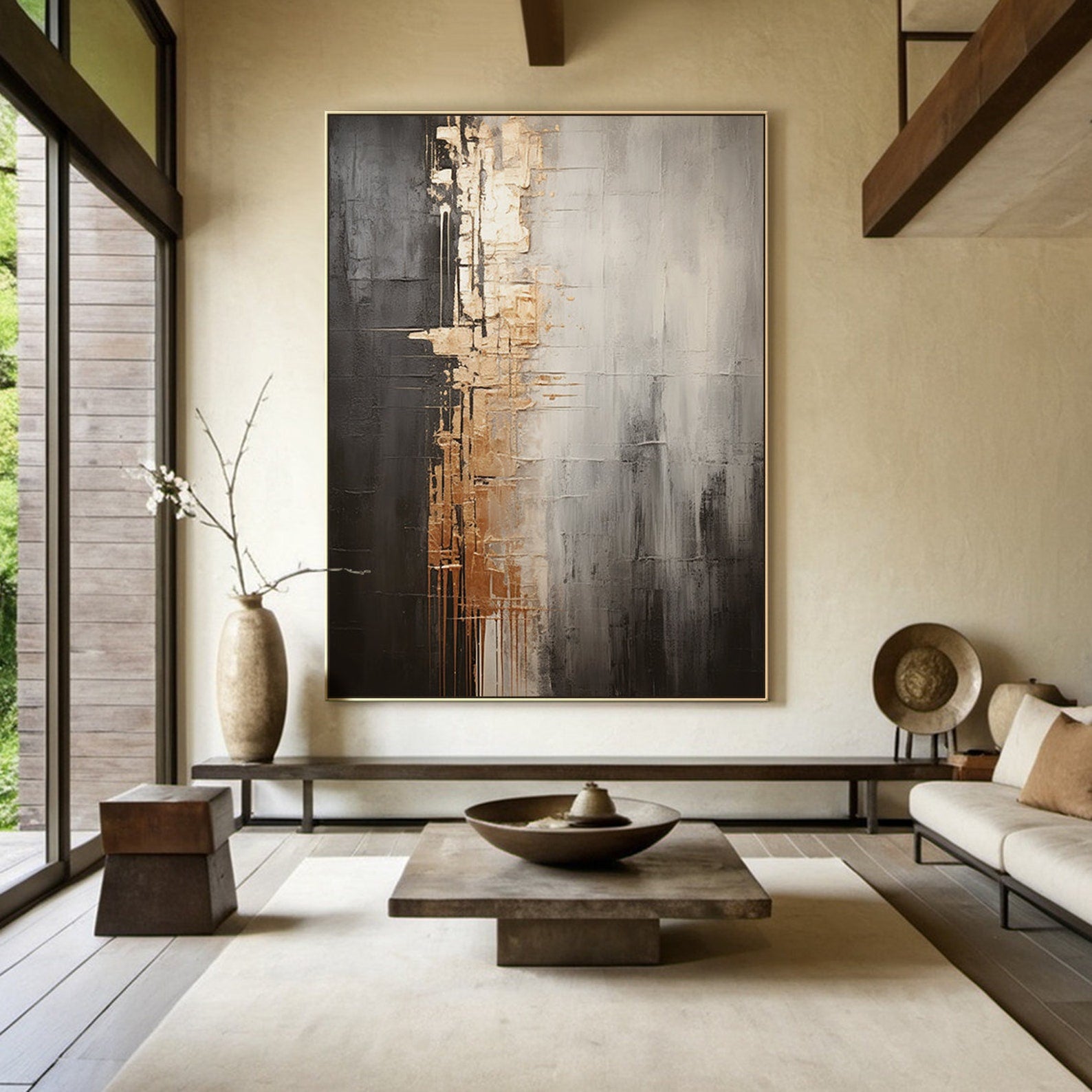 Modern Abstract Textured Wall Art -Urban Radiance Luxury Painting for Living Room