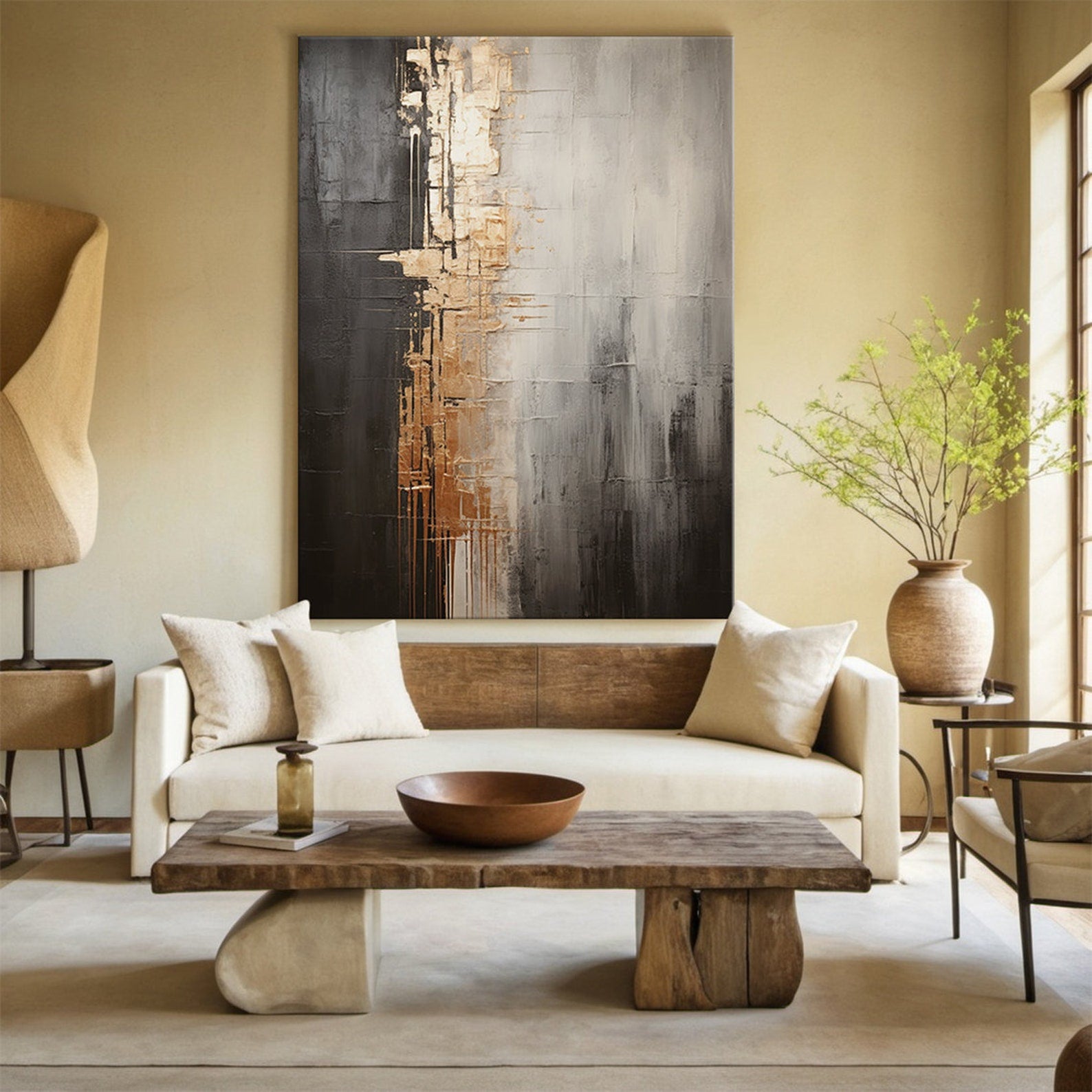 Modern Abstract Textured Wall Art -Urban Radiance Luxury Painting for Living Room