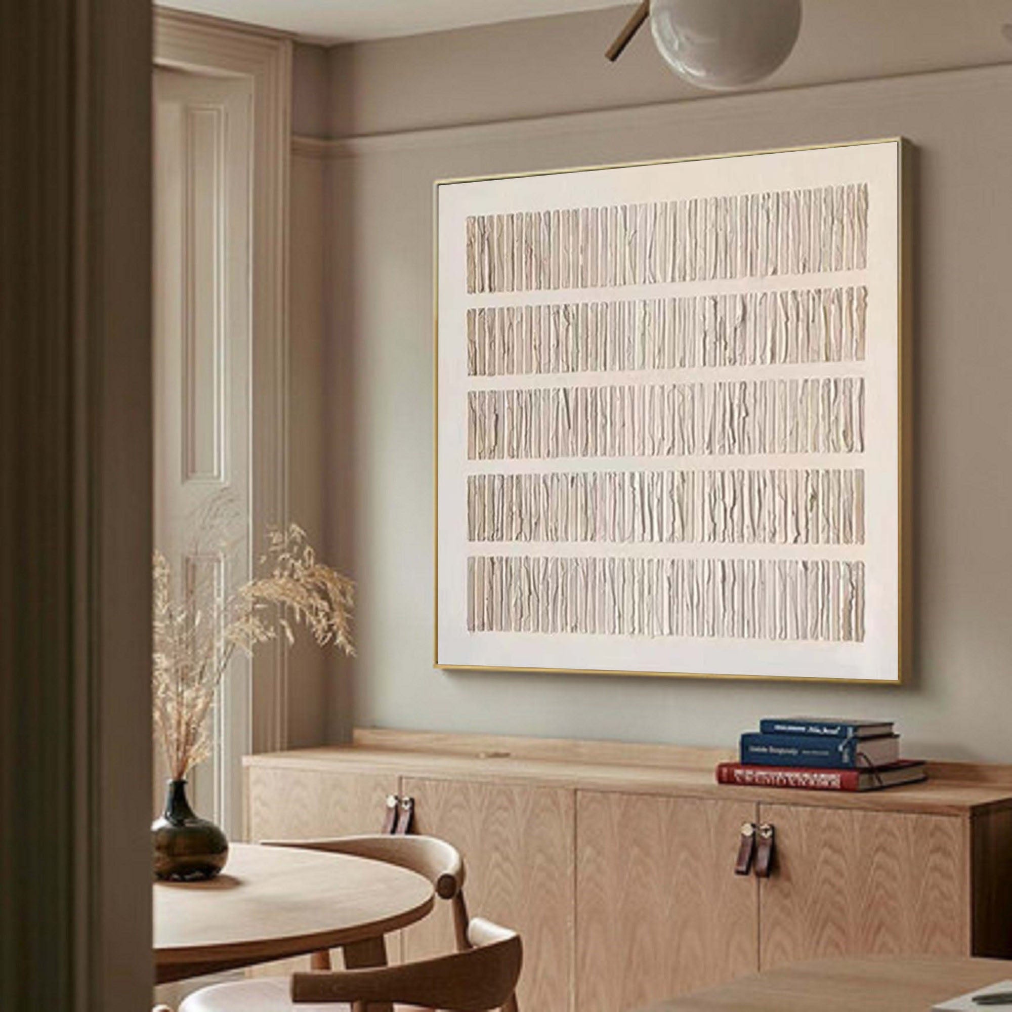 Harmony Stripes-Wabi Sabi Abstract Textured Canvas Painting for Modern Interiors