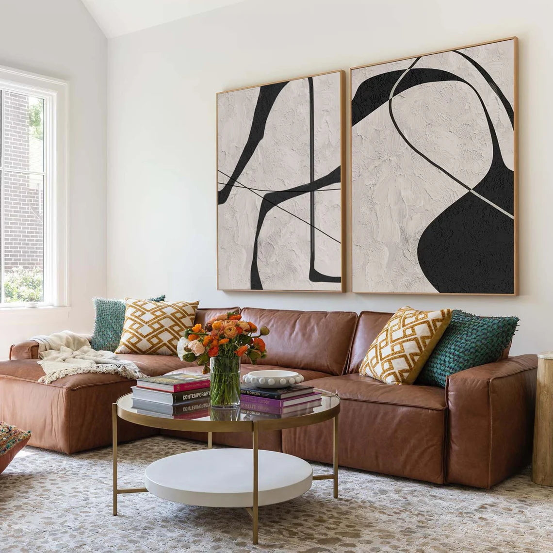 Monochrome Harmony-Original Minimalist Wabi Sabi Abstract Oil Painting for Modern Decor