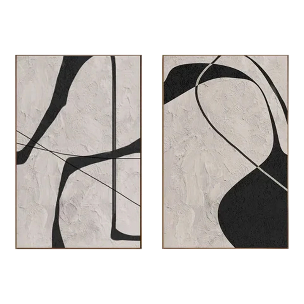 Monochrome Harmony-Original Minimalist Wabi Sabi Abstract Oil Painting for Modern Decor