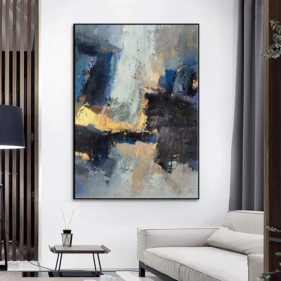 Starlit Expanse-Hand-Painted Vertical Abstract Oil Painting on Canvas for Modern Interiors