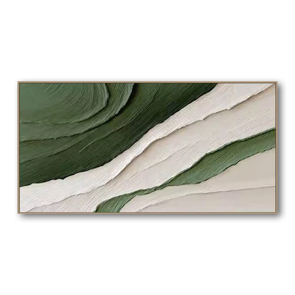 Serene Layers – Textured Green & White Oil Painting | Modern Wall Art