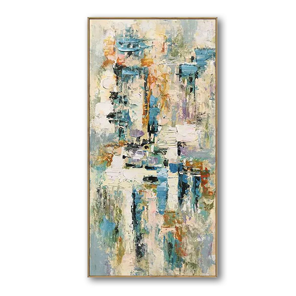Venice-Textured Abstract Cityscape Painting | Vertical Canvas Art for Modern Interiors