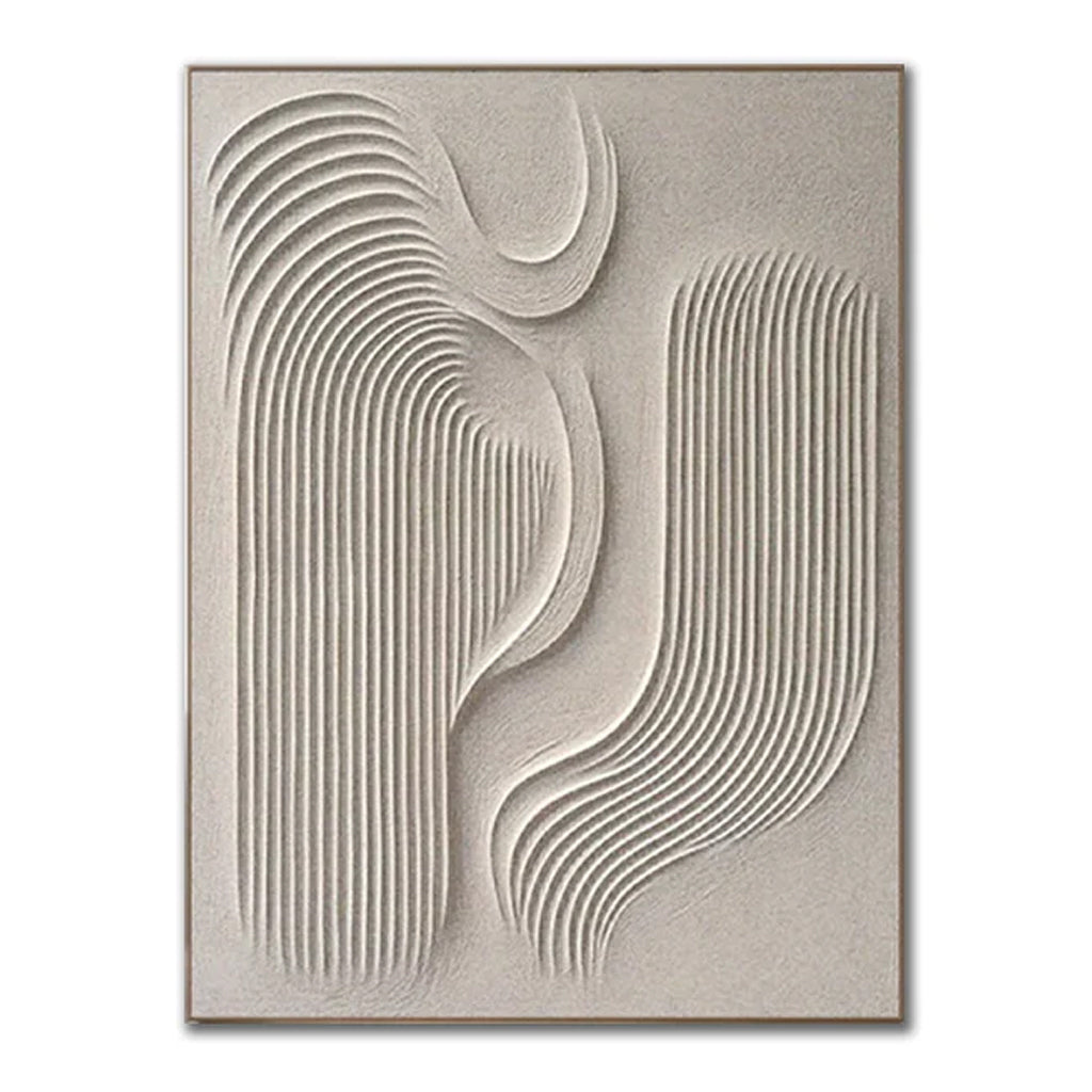 Wabi-Sabi Minimalist Wall Art – 3D Beige Textured Abstract Canvas "Elegant Curves"