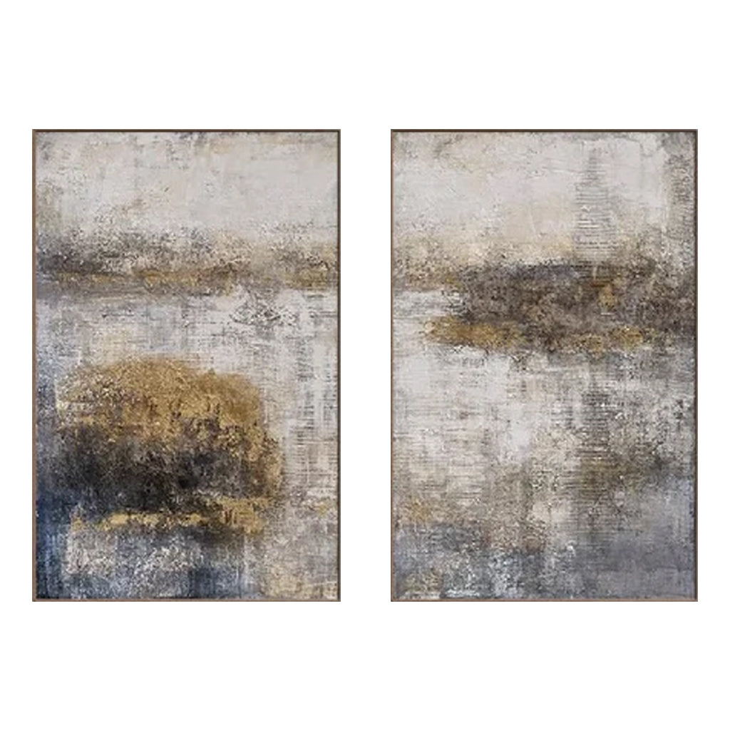 Wabi-Sabi Textured Dual Canvas Art - Neutral Landscape Painting