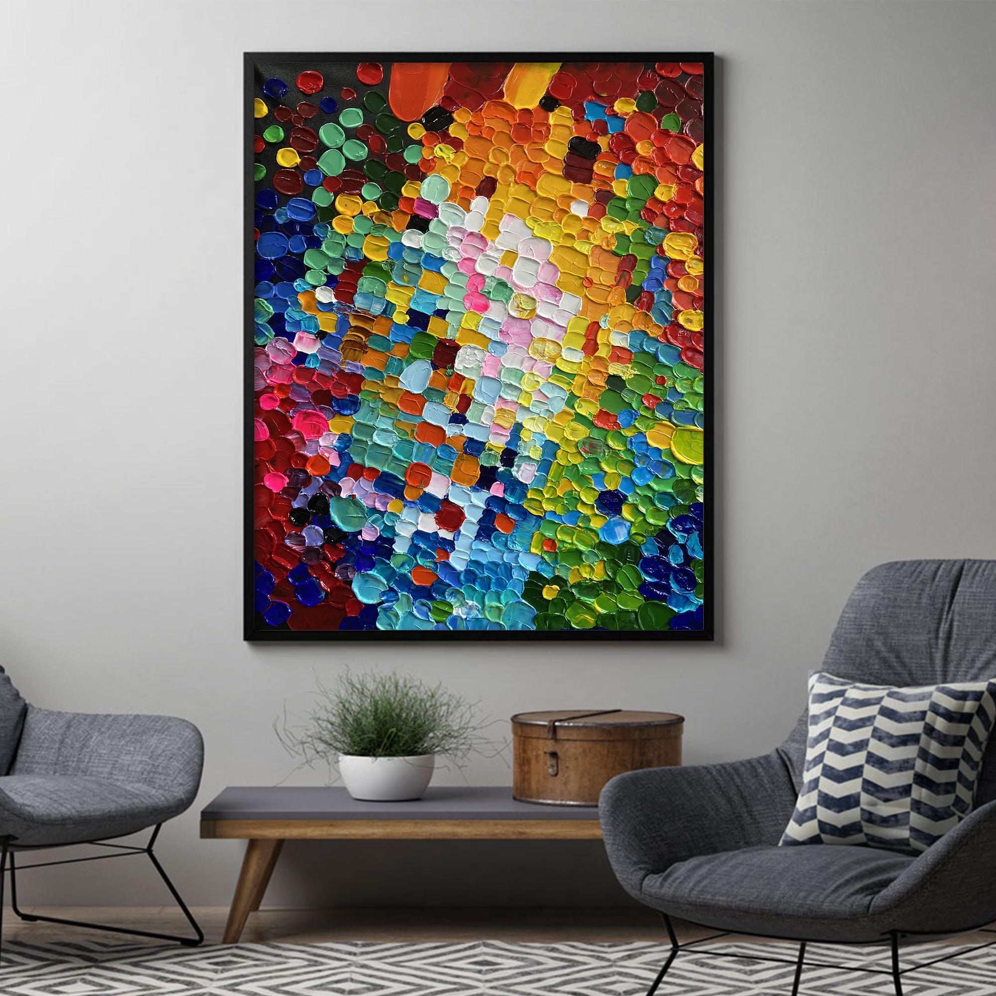 Kaleidoscope-Large Colorful Abstract Oil Painting for Modern Interiors