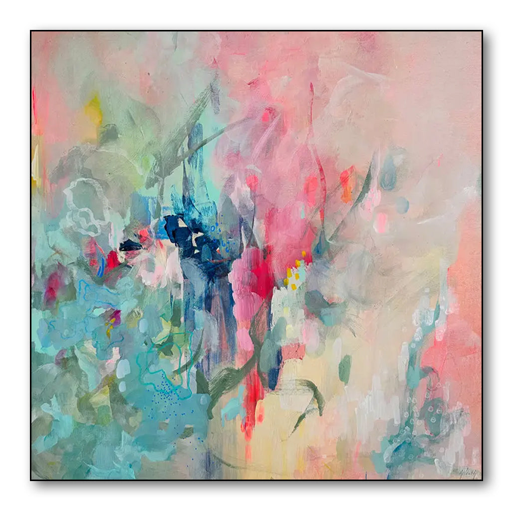 Whispering Blooms - Soft Abstract Floral Painting for Modern Wall Decor