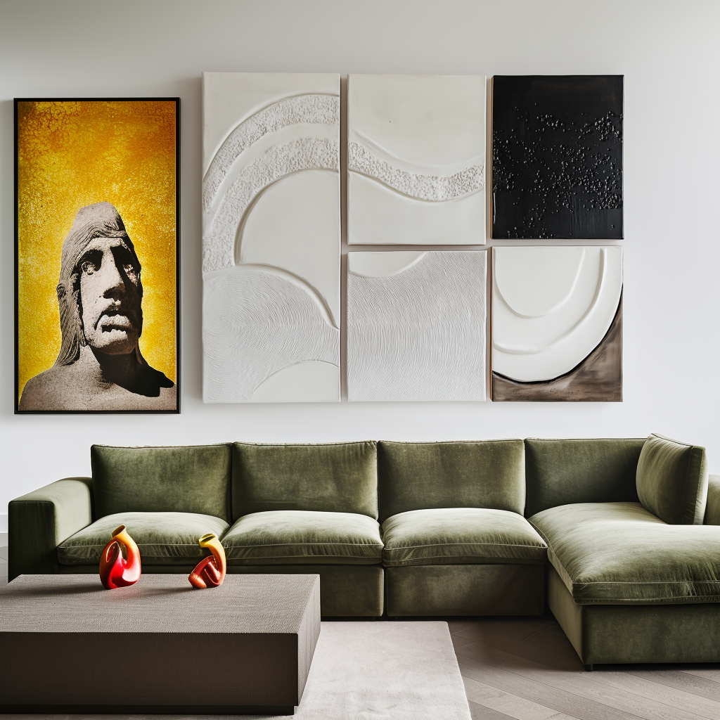 Echoes of Earth-Abstract Geometric Wall Art Set 5 Pieces Modern 3D Textured Black and White Canvas Paintings