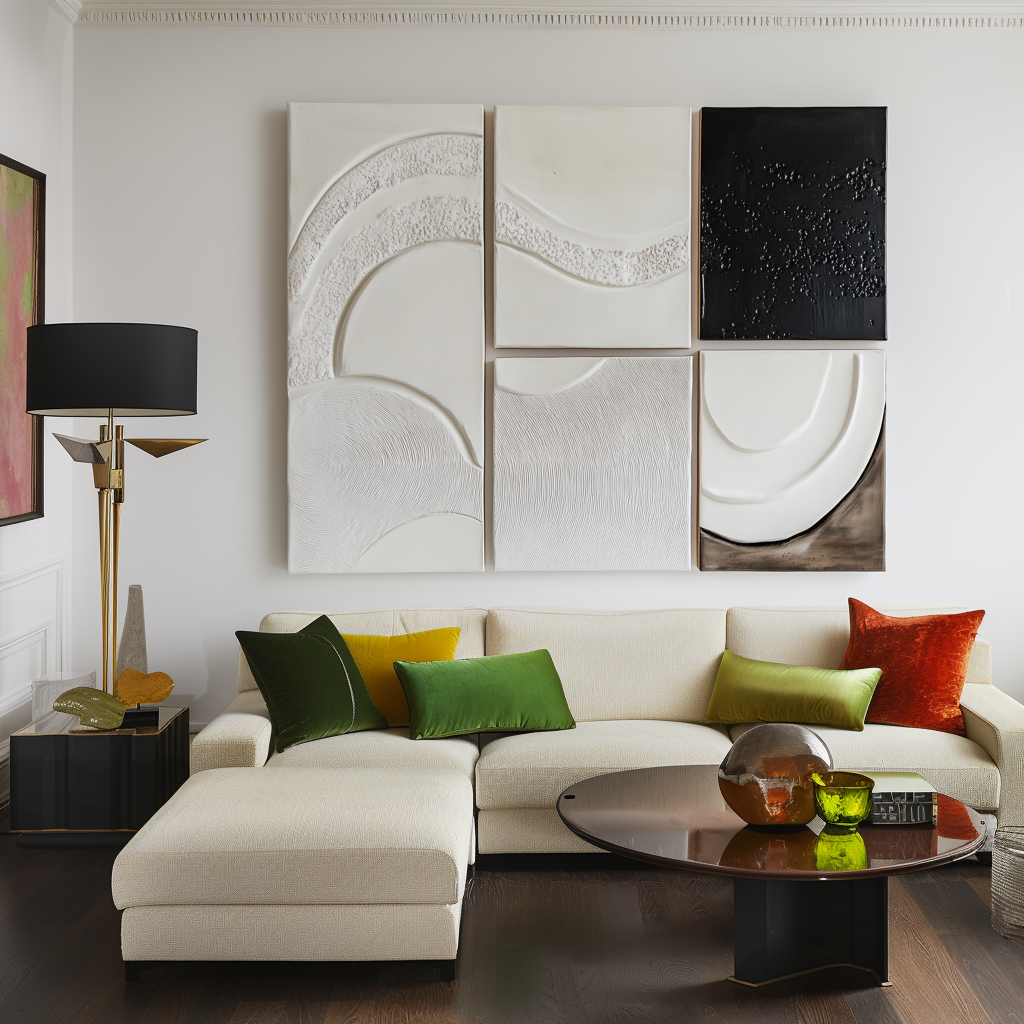 Echoes of Earth-Abstract Geometric Wall Art Set 5 Pieces Modern 3D Textured Black and White Canvas Paintings