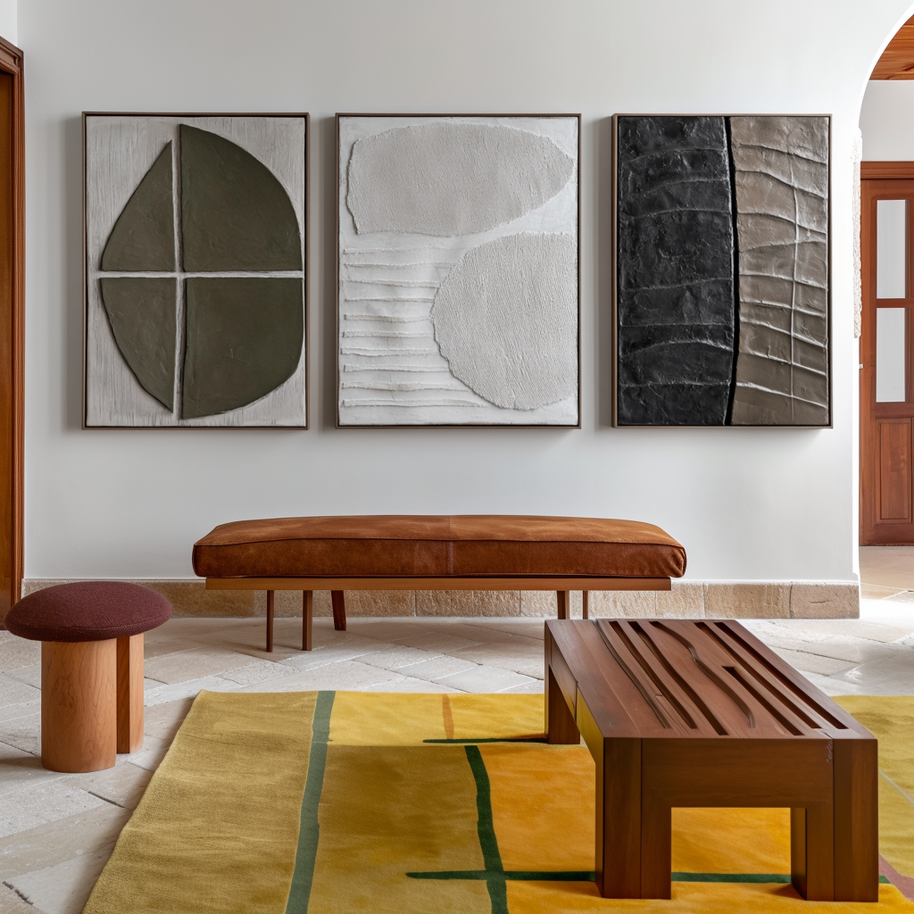 Fragmented Silence-Modern Abstract 3-Piece Wall Art Set - Textured Geometric Canvas Paintings in Neutral Tones