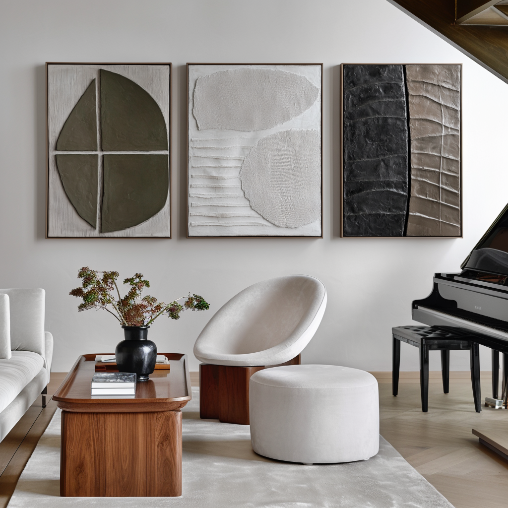 Fragmented Silence-Modern Abstract 3-Piece Wall Art Set - Textured Geometric Canvas Paintings in Neutral Tones