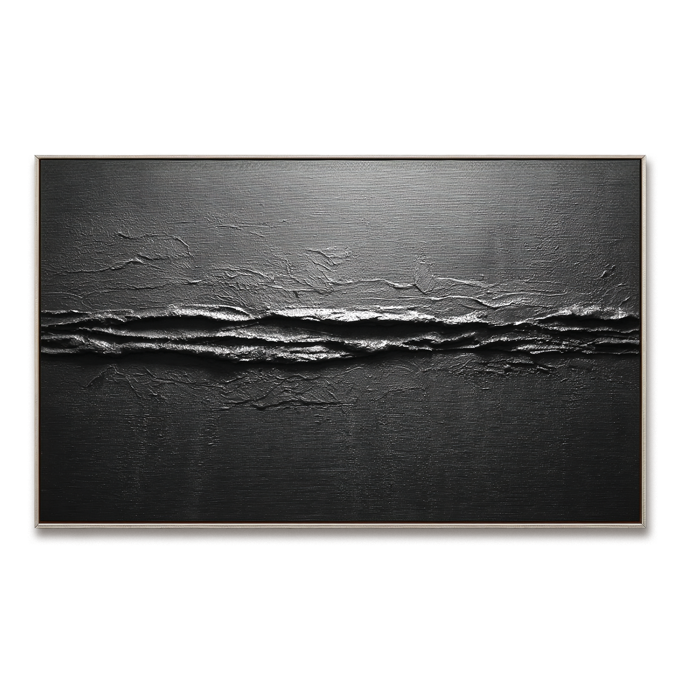 Textured Abstract Black Oil Painting - Modern Wall Art for Home Decoration