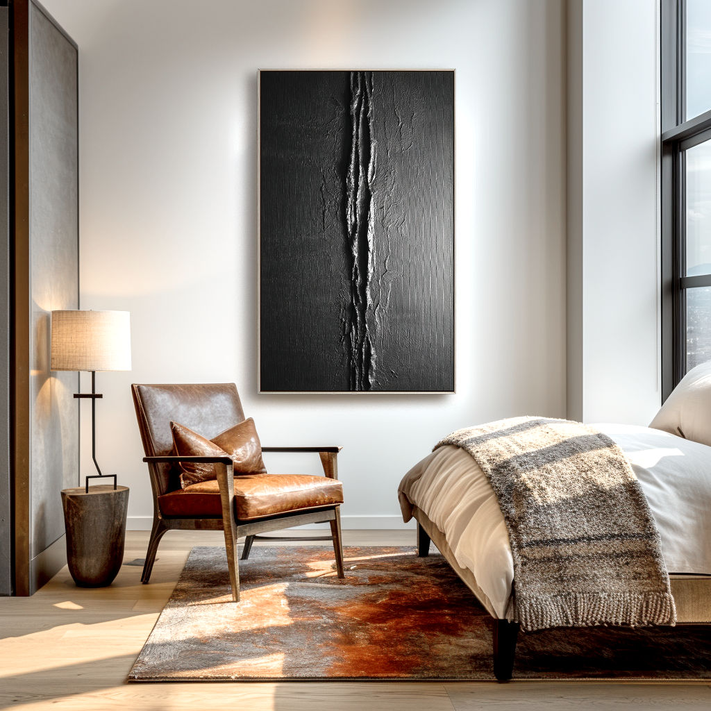 Horizon Edge – Large Black Abstract Textured 3D Canvas Wall Art