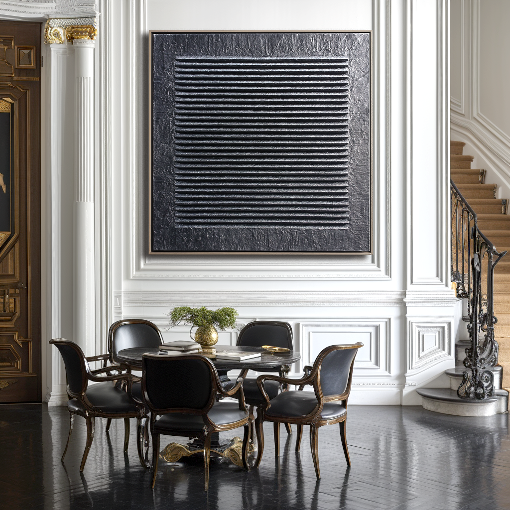 Linear Balance – Large Black Textured Abstract 3D Canvas Wall Art