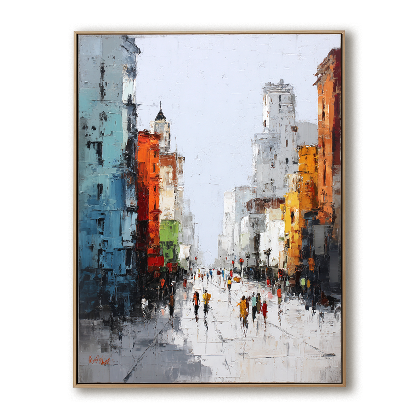 Morning Avenue – Hand-Painted Abstract City Street Oil Painting on Canvas