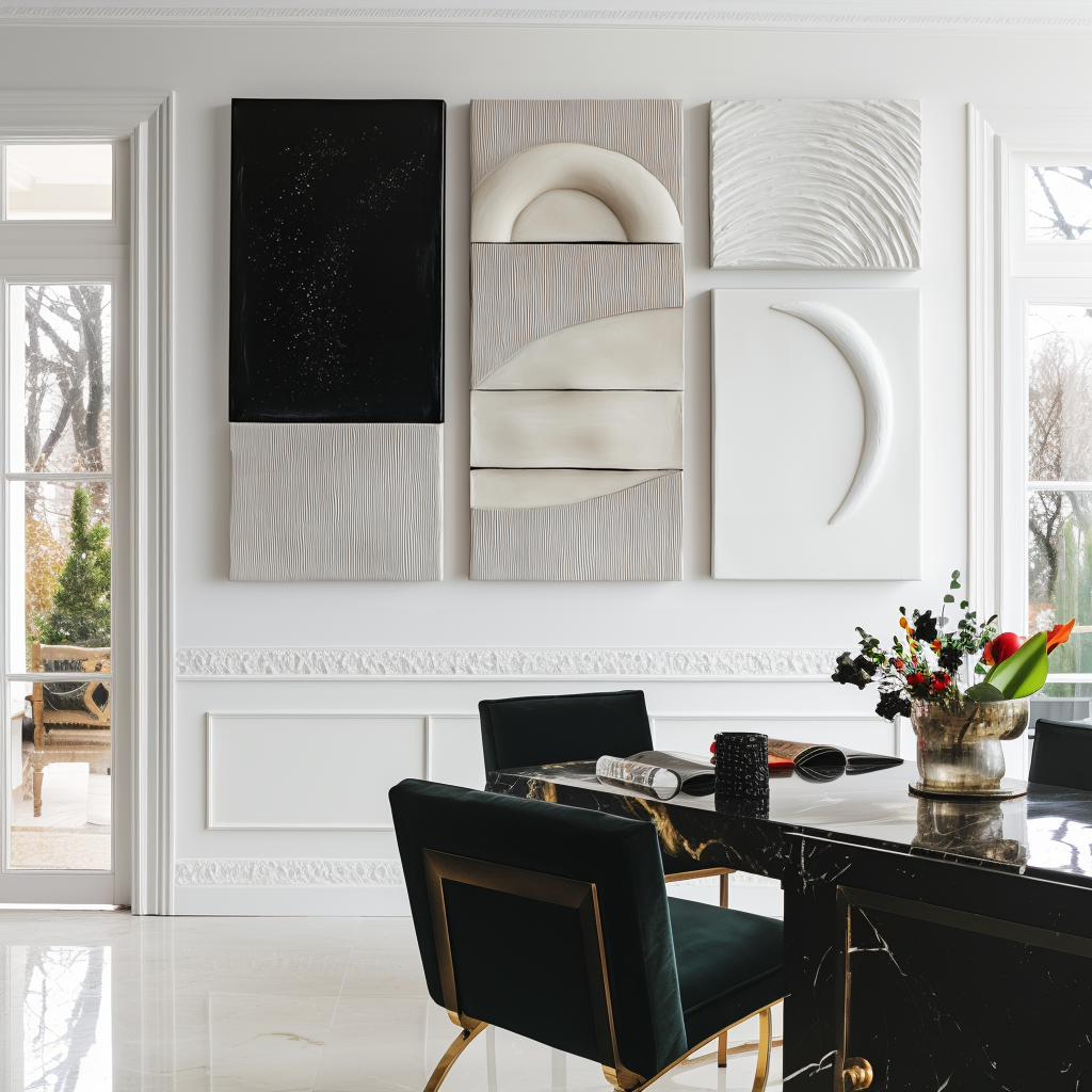 Silent Geometry-Modern Abstract Multi - Panel Wall Art Set - Textured Geometric & Curved Shapes in Neutral Tones for Home Decor