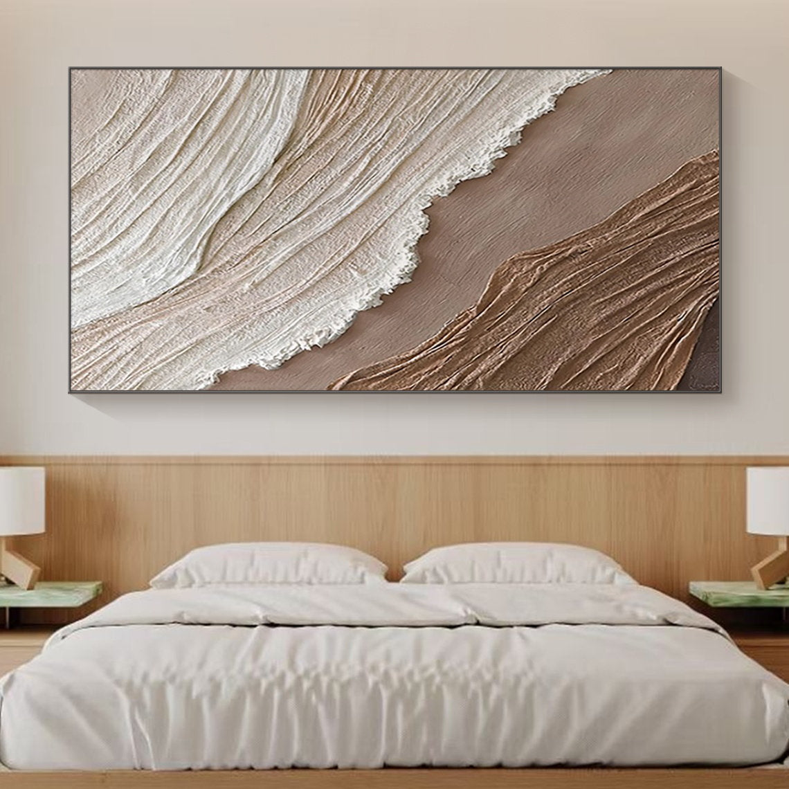 Driftwood Serenity-Neutral Coastal Minimalist Abstract Oil Painting for Modern Interiors