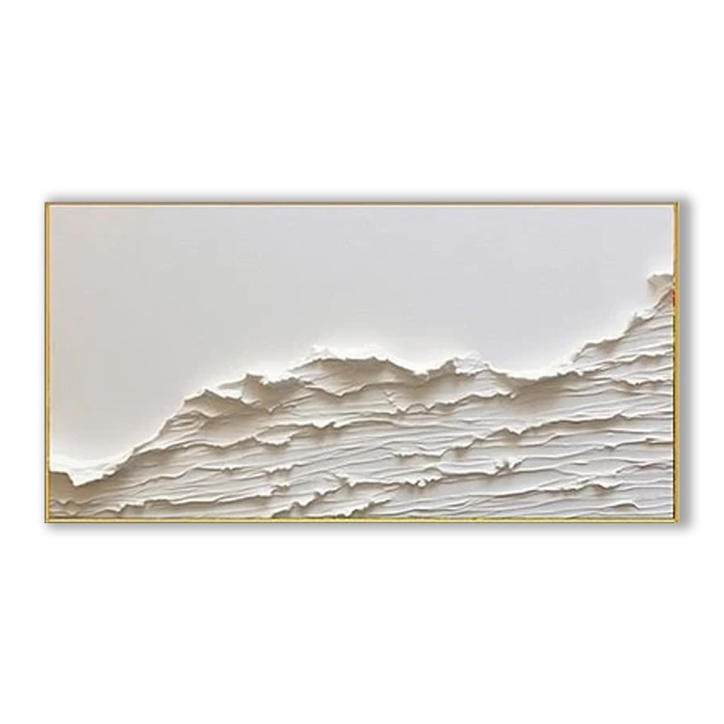 Dunes of Serenity-Beige and White Modern Horizontal Canvas Painting