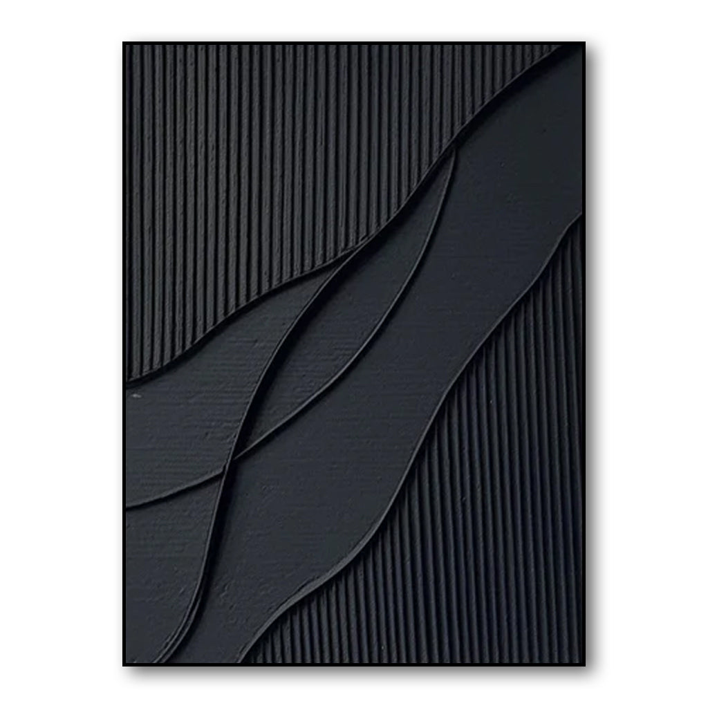 Midnight Waves-Black Minimalist Abstract Painting for Contemporary Home Decor