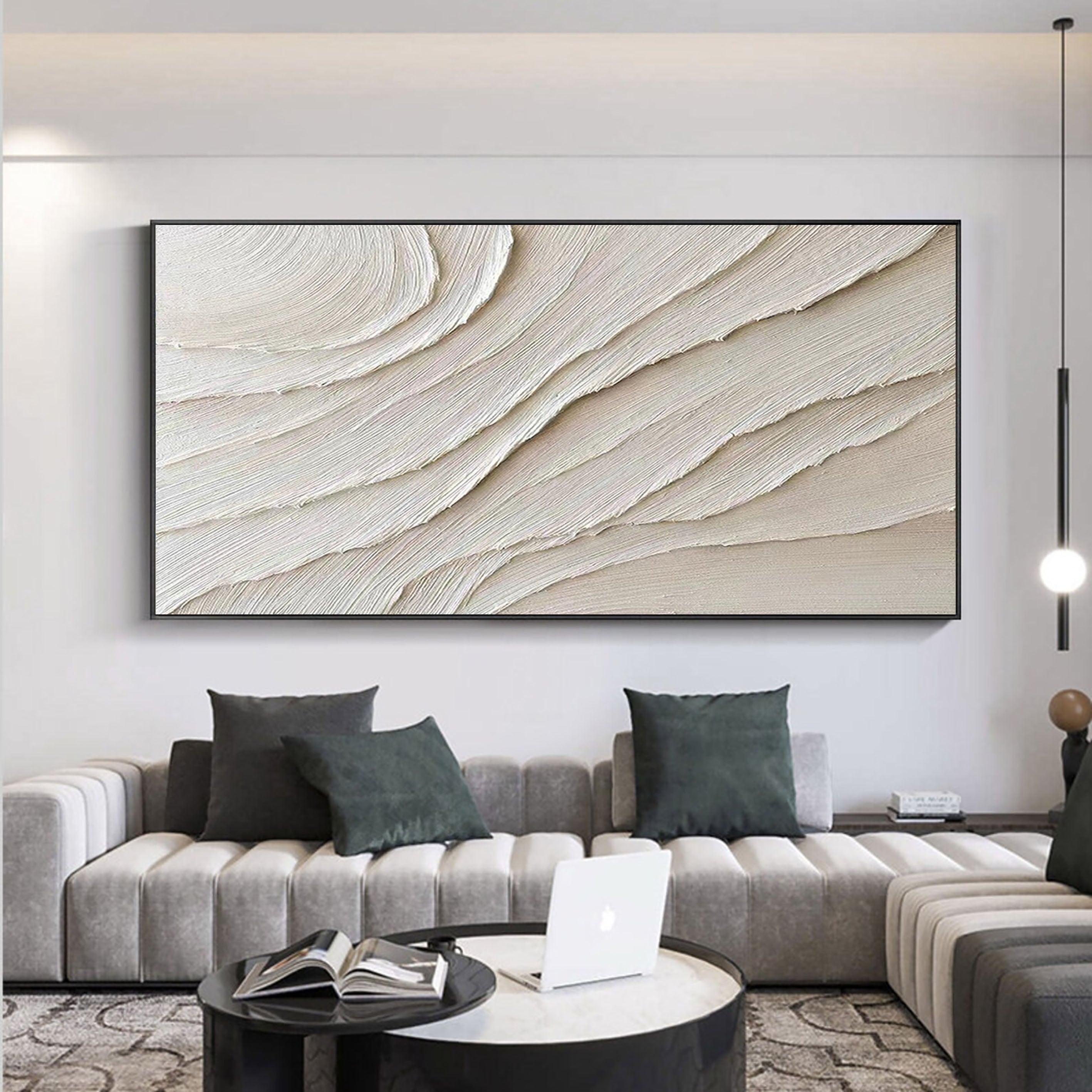 Serene Sand Waves-Minimalist Textured Abstract Canvas Painting for neutral modern decor