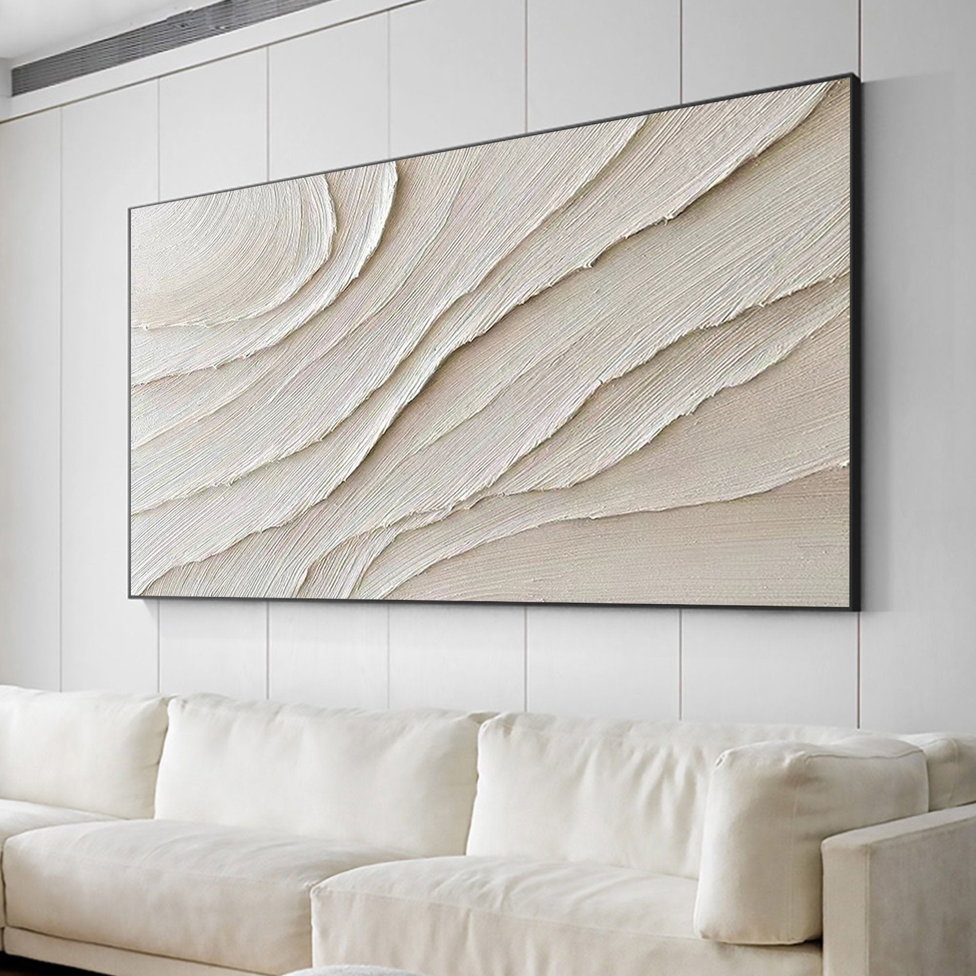 Serene Sand Waves-Minimalist Textured Abstract Canvas Painting for neutral modern decor