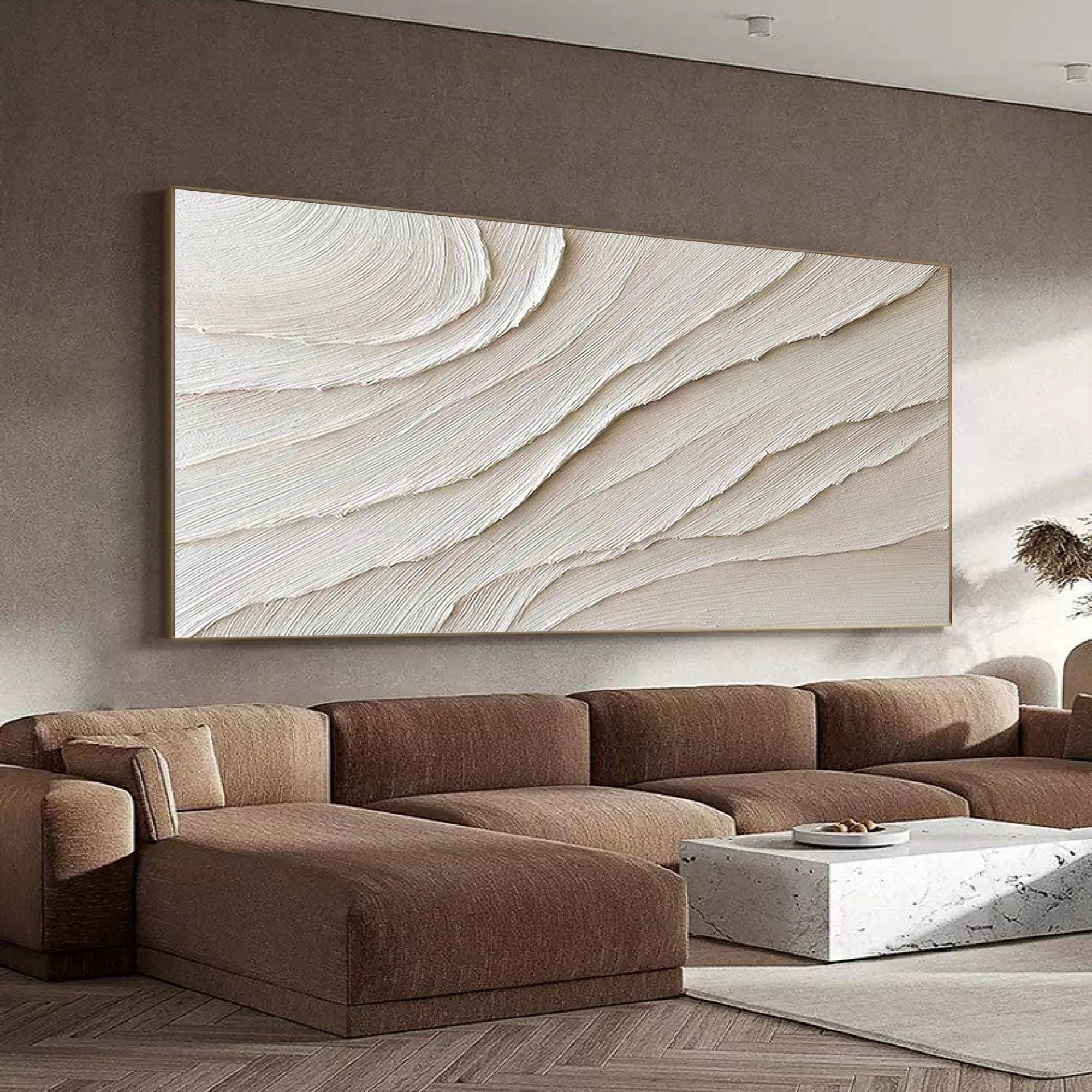 Serene Sand Waves-Minimalist Textured Abstract Canvas Painting for neutral modern decor