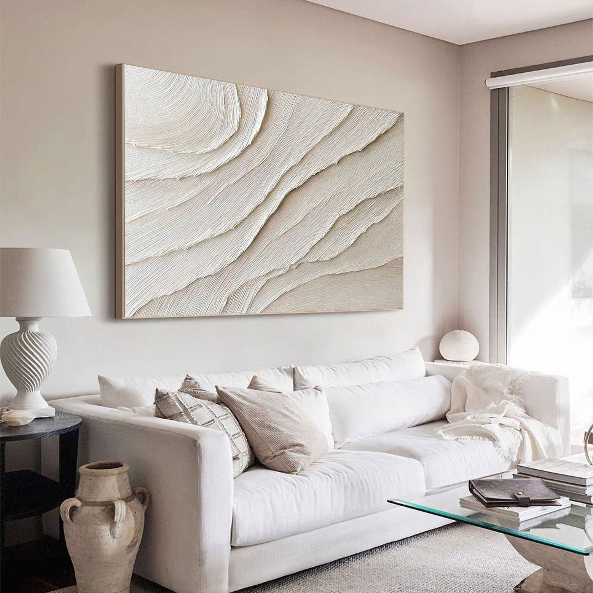 Serene Sand Waves-Minimalist Textured Abstract Canvas Painting for neutral modern decor