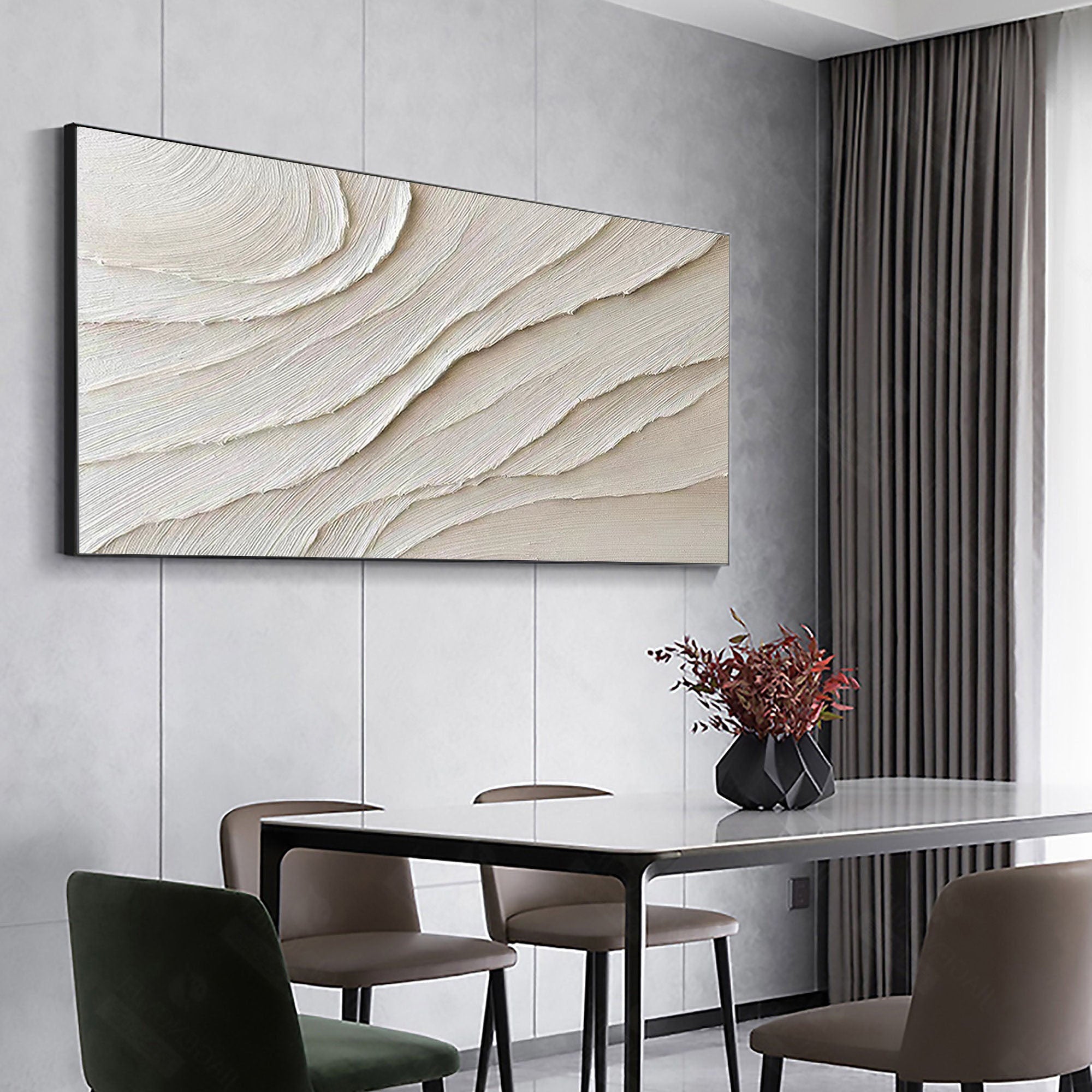 Serene Sand Waves-Minimalist Textured Abstract Canvas Painting for neutral modern decor
