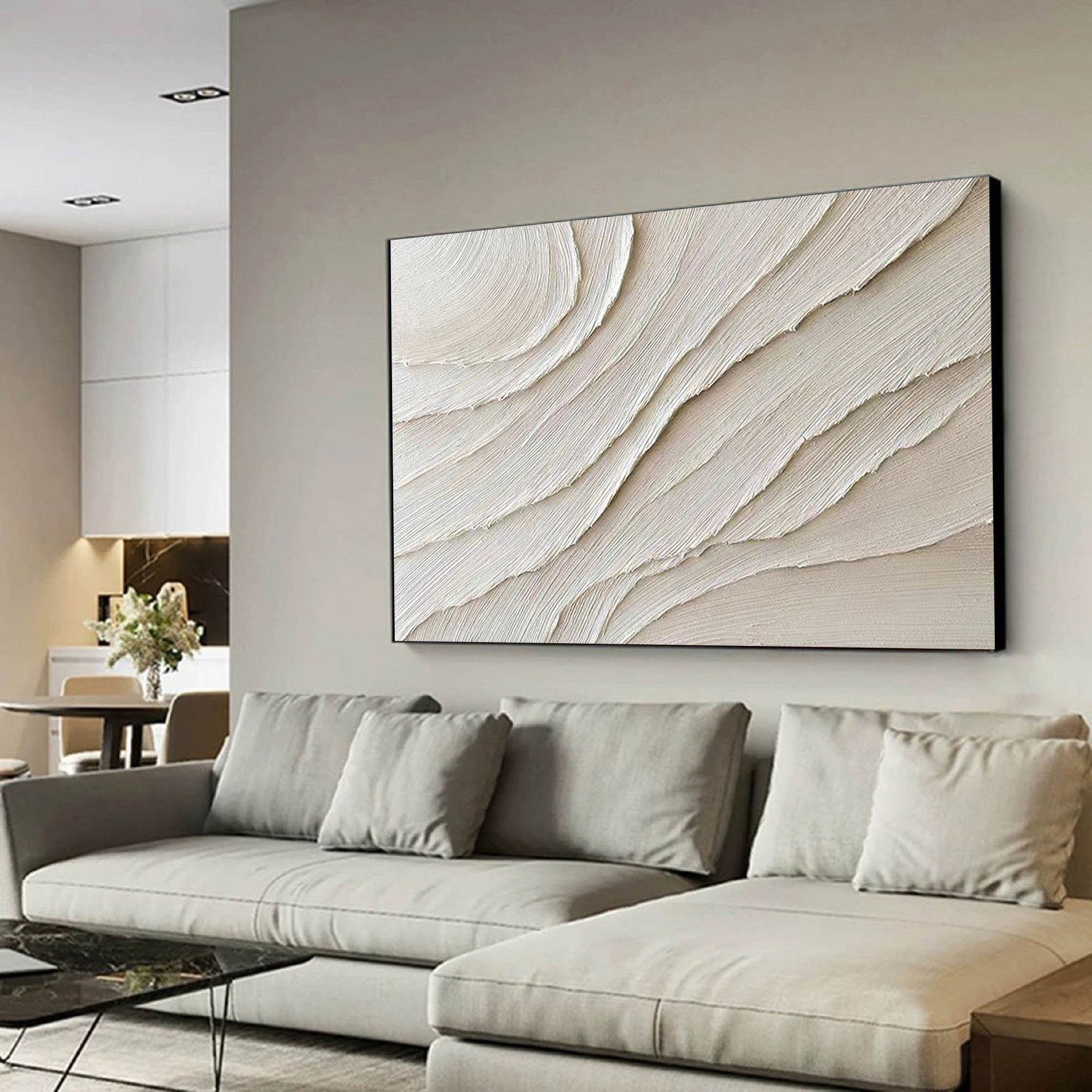 Serene Sand Waves-Minimalist Textured Abstract Canvas Painting for neutral modern decor