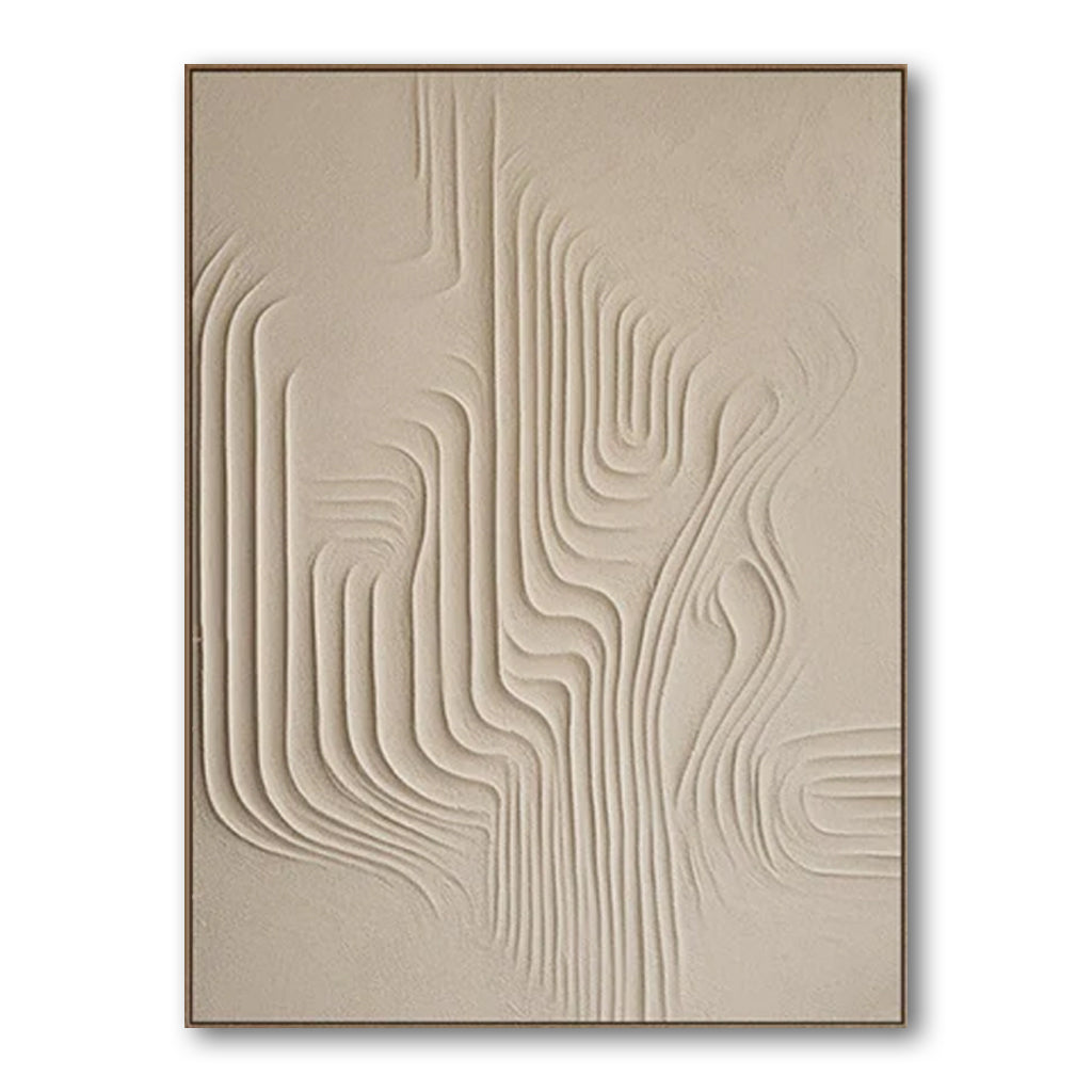 Whispering Sands-Wabi-Sabi Textured Abstract Oil Painting | Minimalist Vertical Canvas Art