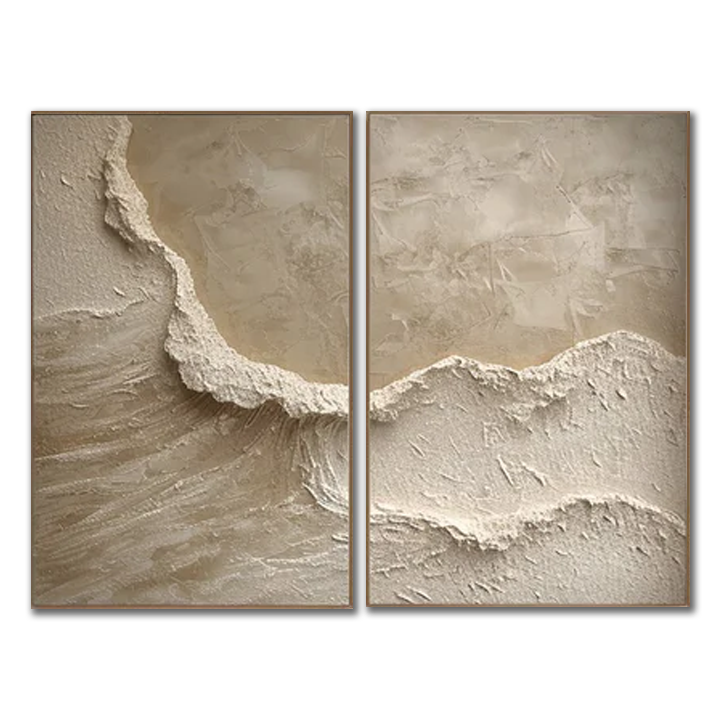 Coastal Abstract Paintings – Minimalist Canvas Wall Art Set (2 Pieces)