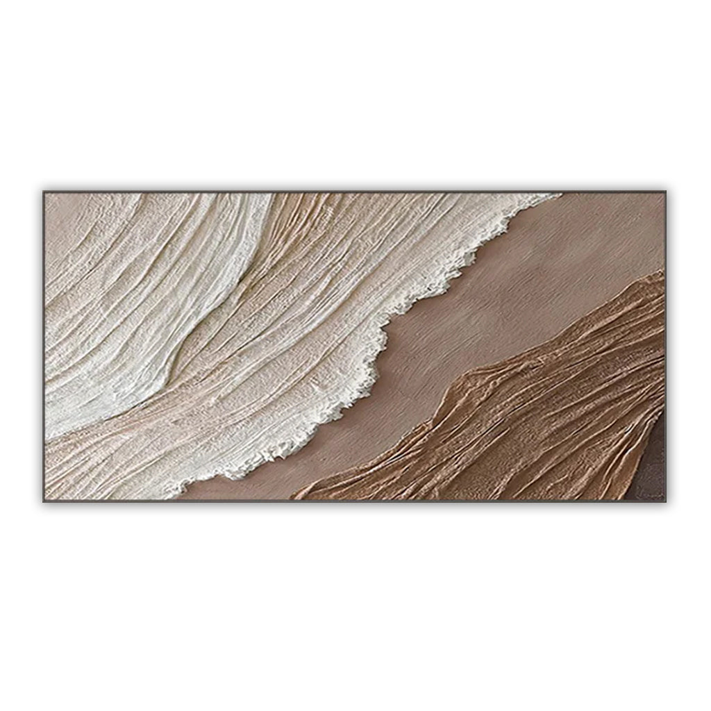 Driftwood Serenity-Neutral Coastal Minimalist Abstract Oil Painting for Modern Interiors