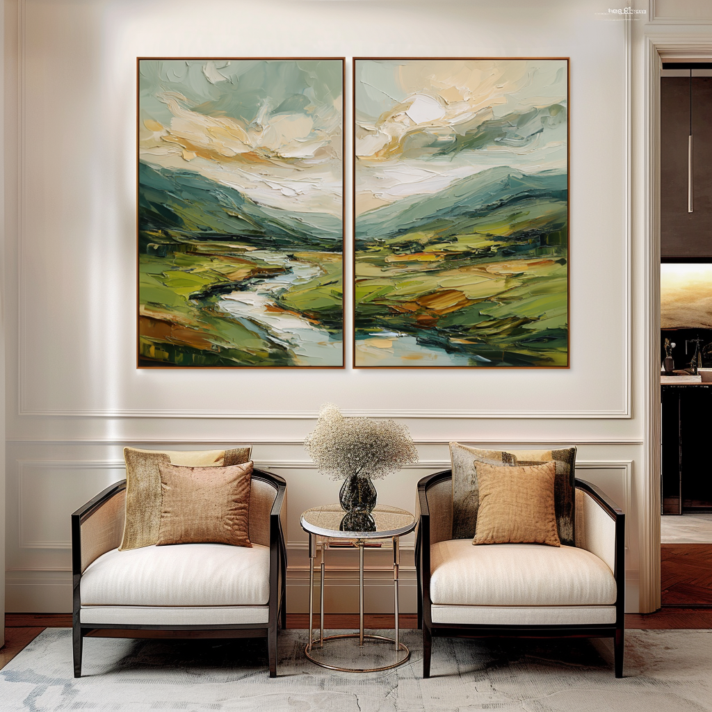 Elevate your home with hand-painted original decor that combines timeless artistry with modern design.