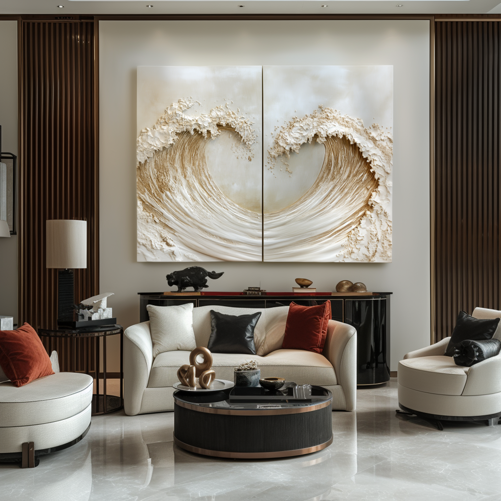 Twin Tide – Gold Textured Wave Diptych Wall Art Abstract Ocean Canvas Wabi Sabi Decor