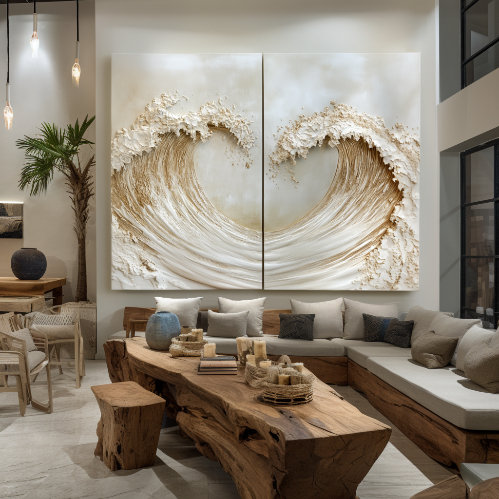 Twin Tide – Gold Textured Wave Diptych Wall Art Abstract Ocean Canvas Wabi Sabi Decor