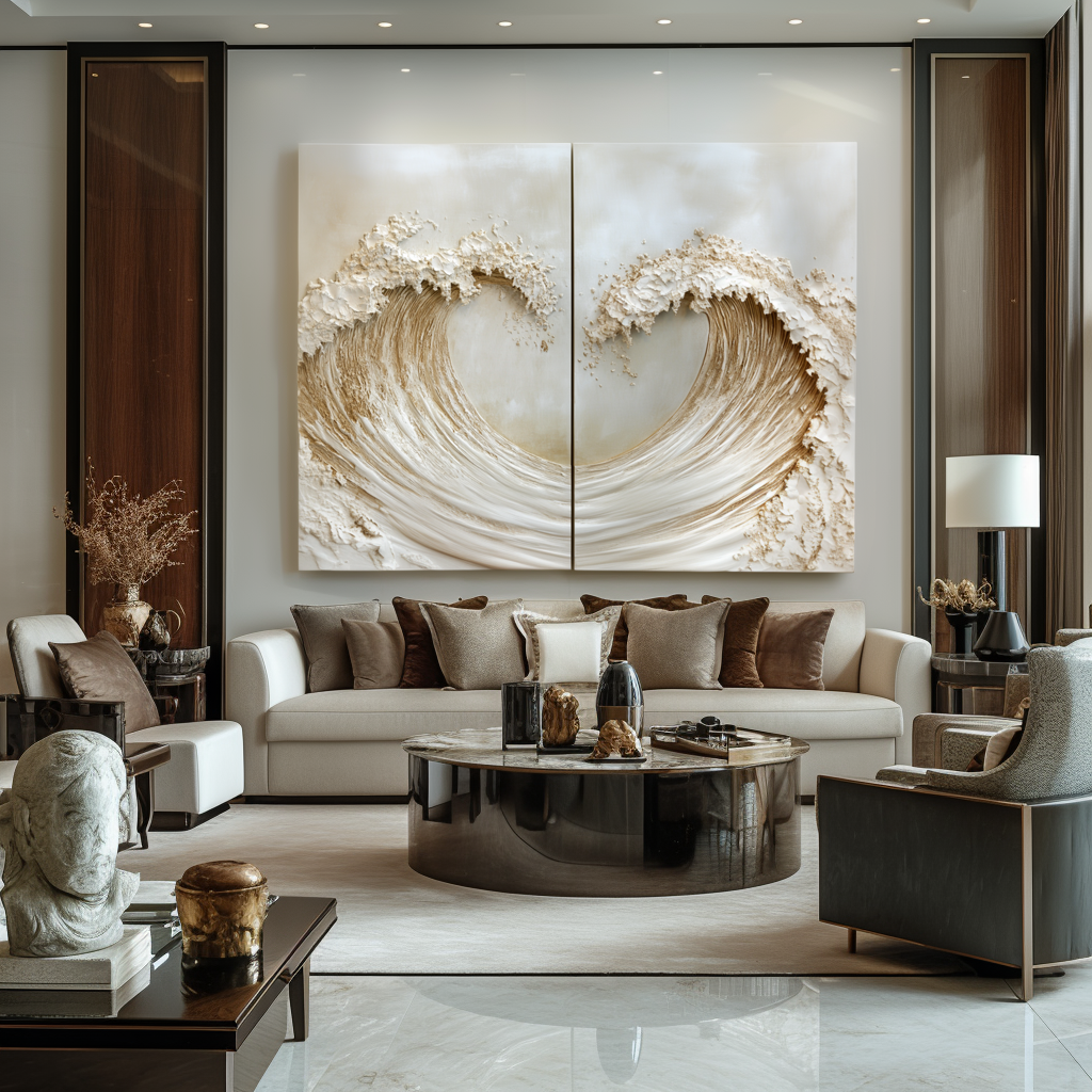 Twin Tide – Gold Textured Wave Diptych Wall Art Abstract Ocean Canvas Wabi Sabi Decor