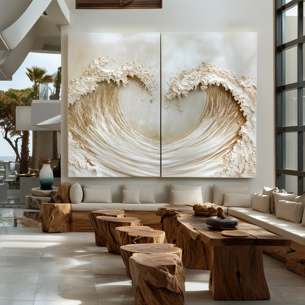 Twin Tide – Gold Textured Wave Diptych Wall Art Abstract Ocean Canvas Wabi Sabi Decor