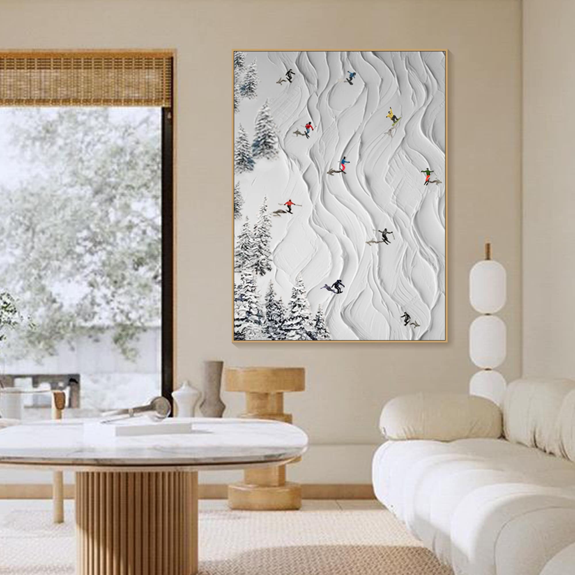 Skiing Sport | Dynamic Abstract Painting of Winter Sports for Modern Interiors