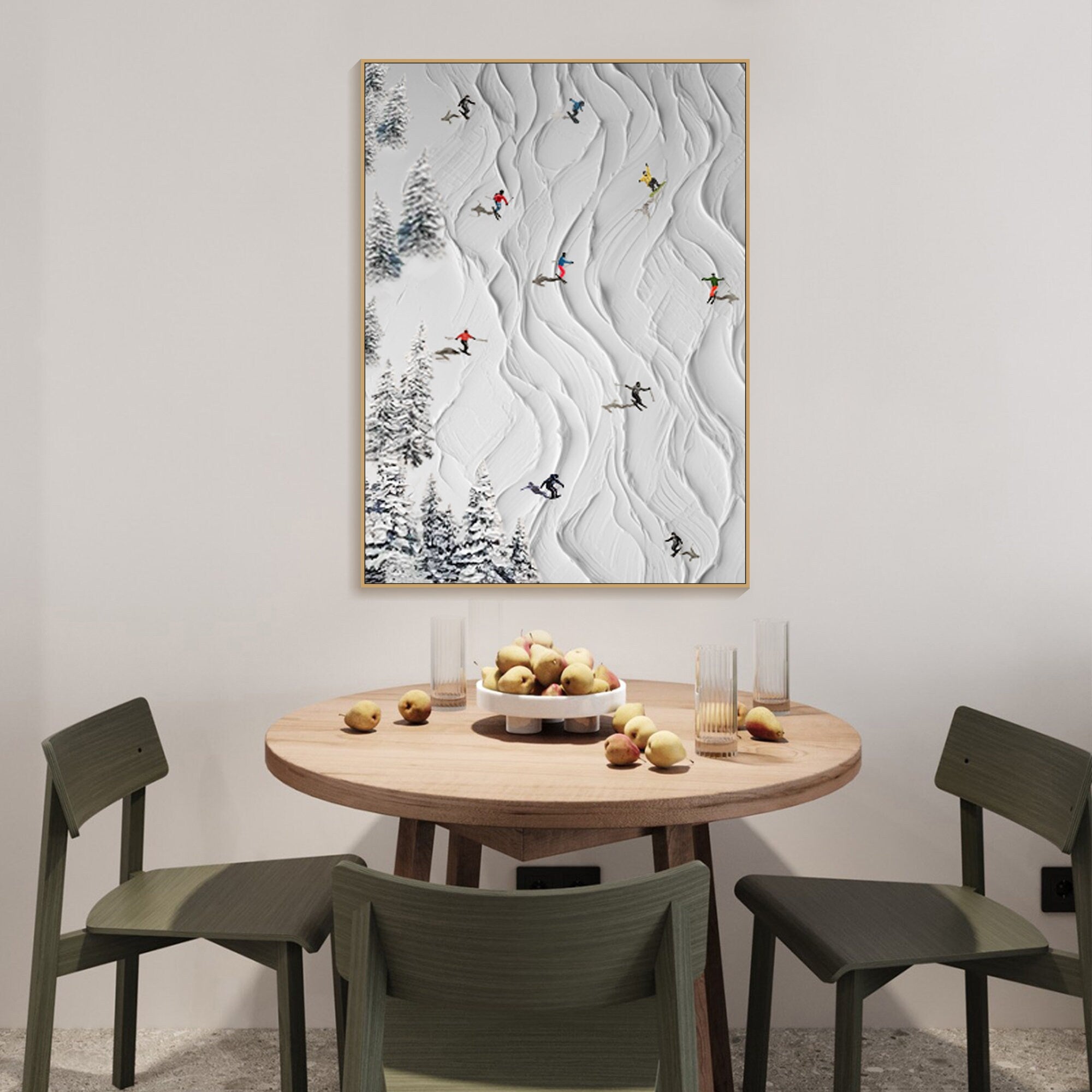 Skiing Sport | Dynamic Abstract Painting of Winter Sports for Modern Interiors