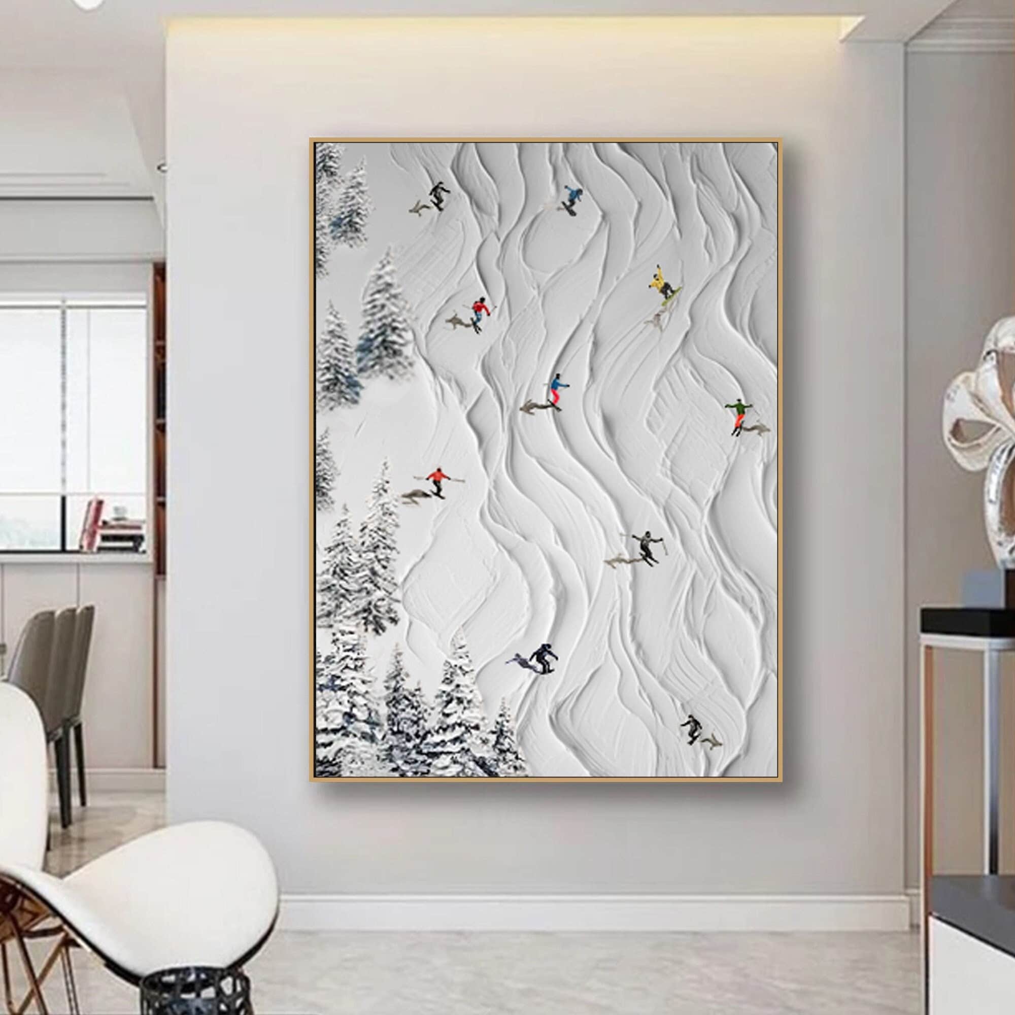 Skiing Sport | Dynamic Abstract Painting of Winter Sports for Modern Interiors