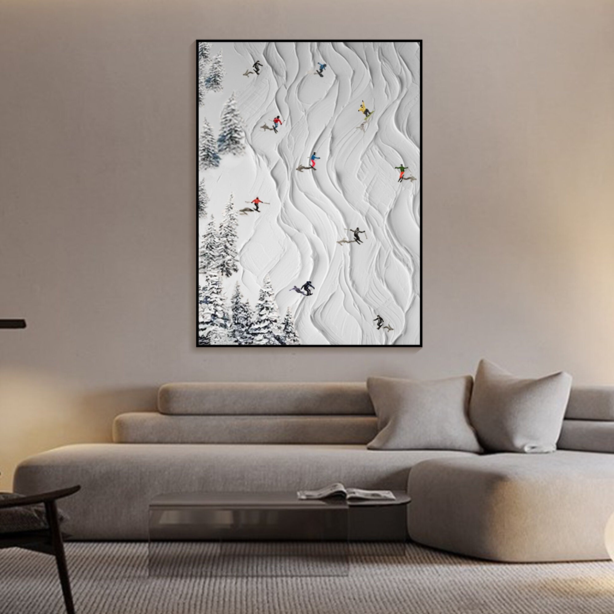 Skiing Sport | Dynamic Abstract Painting of Winter Sports for Modern Interiors