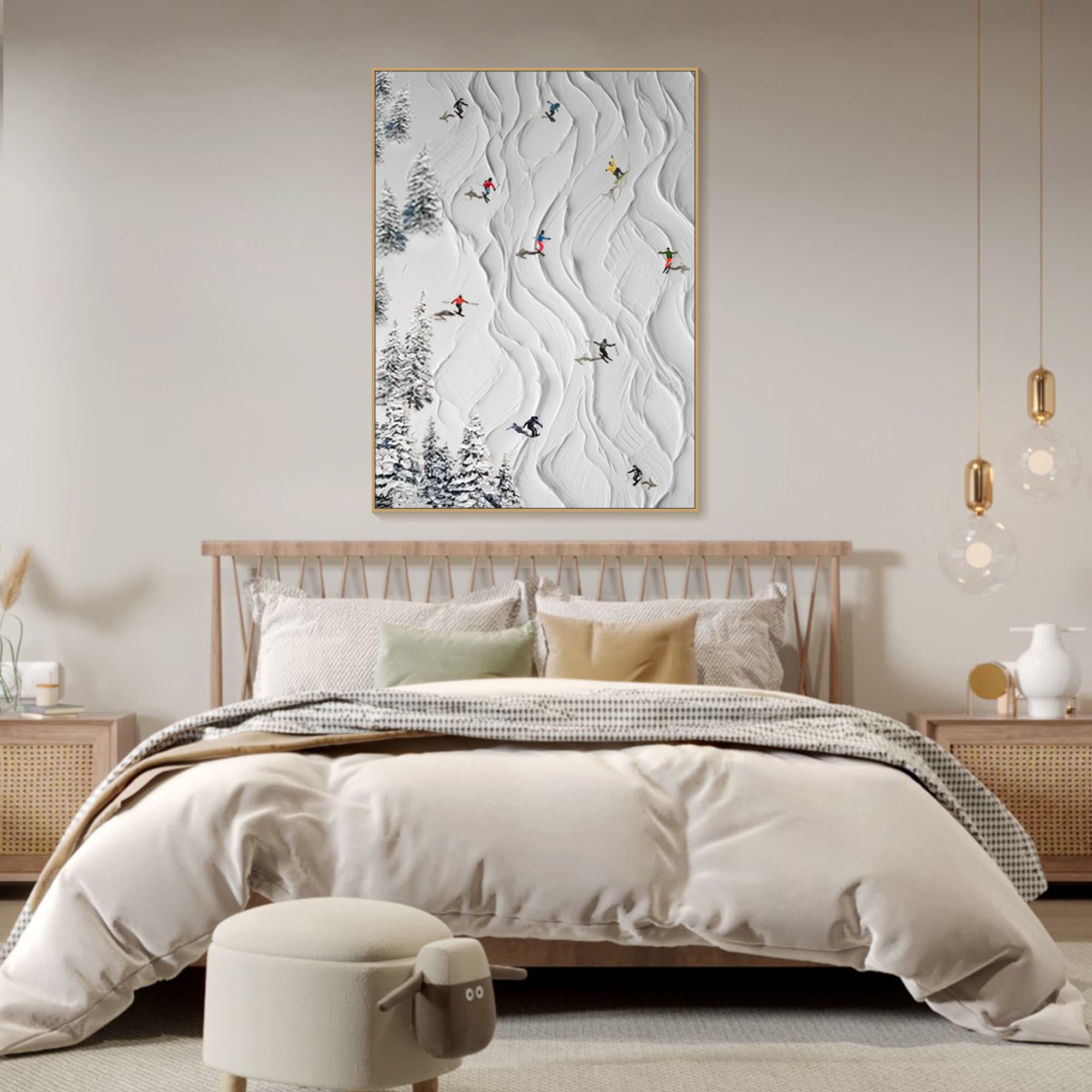 Skiing Sport | Dynamic Abstract Painting of Winter Sports for Modern Interiors