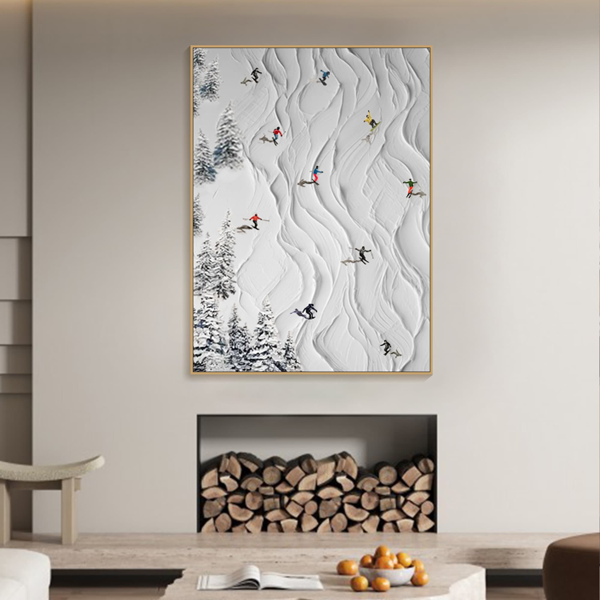 Skiing Sport | Dynamic Abstract Painting of Winter Sports for Modern Interiors