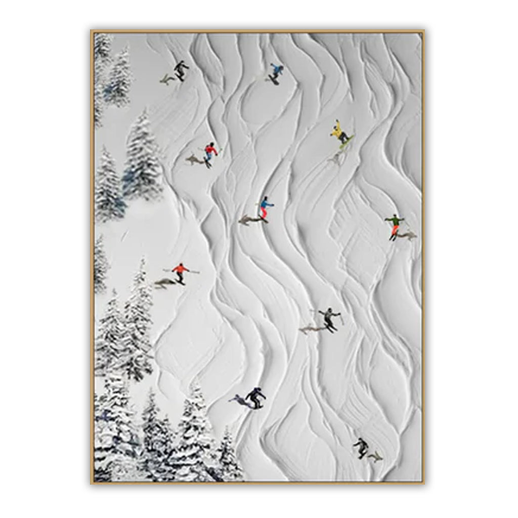 Skiing Sport | Dynamic Abstract Painting of Winter Sports for Modern Interiors