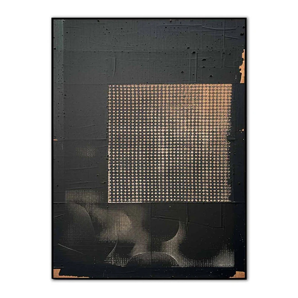 Dark Geometry-Wabi Sabi Abstract Geometric Canvas Art | Textured Modern Wall Decor