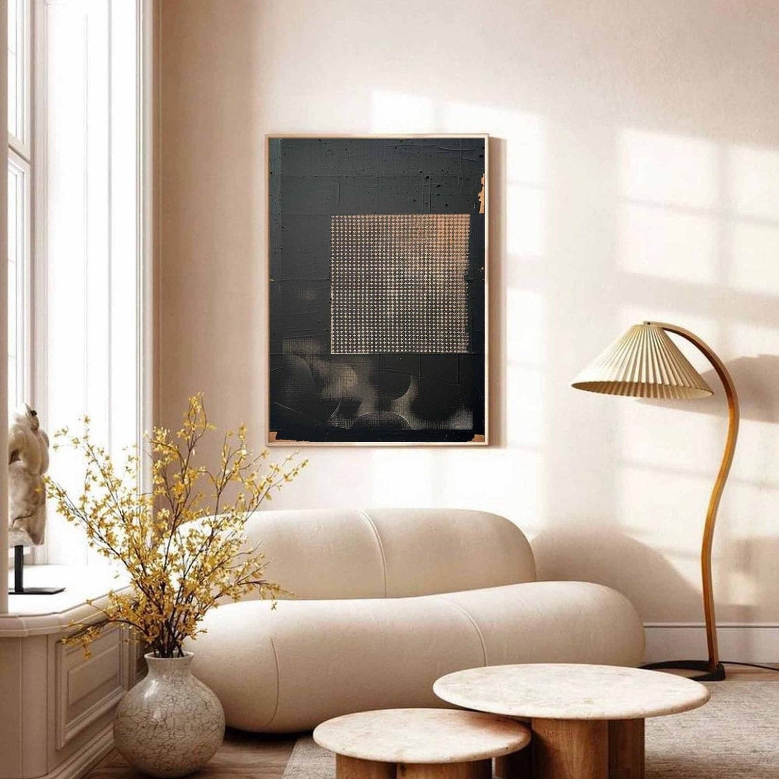 Dark Geometry-Wabi Sabi Abstract Geometric Canvas Art | Textured Modern Wall Decor